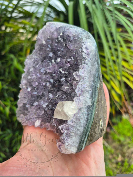 Amethyst cut base, with Calcite