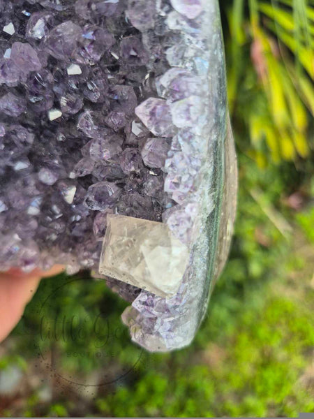 Amethyst cut base, with Calcite