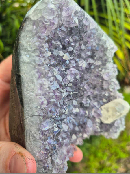 Amethyst cut base, with Calcite