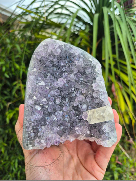 Amethyst cut base, with Calcite