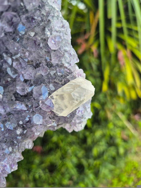 Amethyst cut base, with Calcite